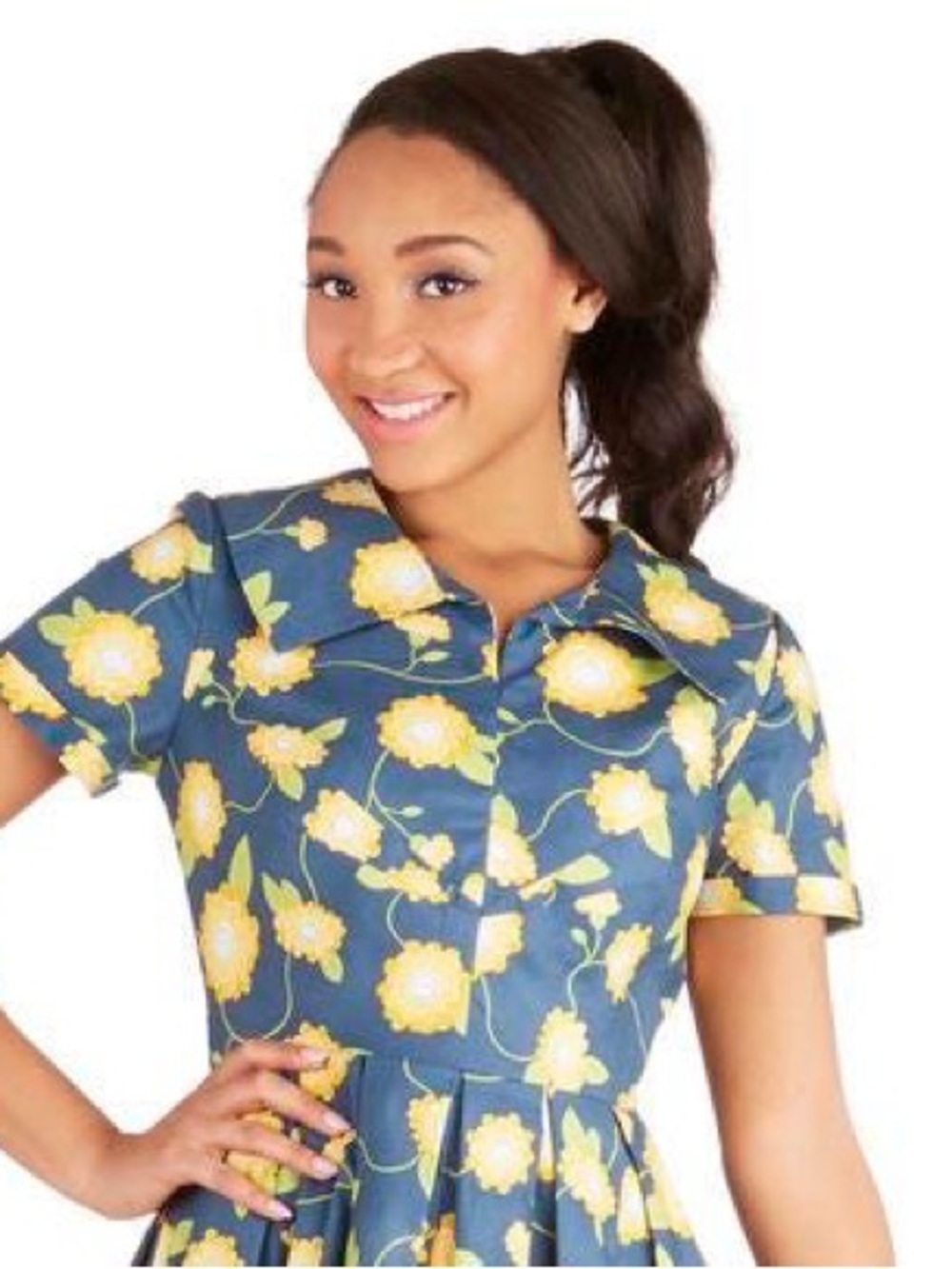 1X Blue and Yellow Floral Dress Modcloth Bea & Dot